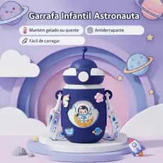 Garrafa Térmica Infantil Astronauta | Mantém Quente/Gelado | Antiderrapante | Fácil de Carregar-HYBWB-126
