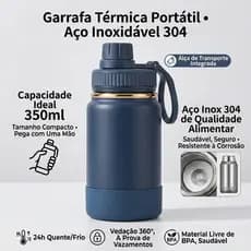 [Copa do Mundo]Garrafa Térmica de Água 350ml Aço Inox 304 com Alça Portátil para Café HYBWB-114