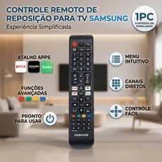 Controle Remoto Smart TV Samsung HY-368 Netflix Prime Video Hulu Rakuten Alta Sensibilidade Fácil Uso