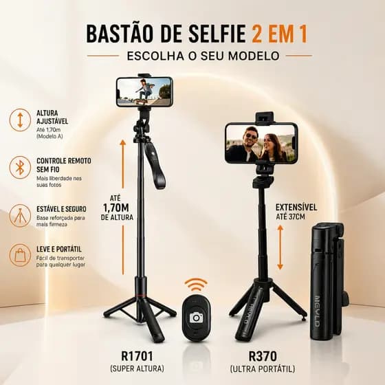 [Copa do Mundo]Suporte para Celular Tripé Bluetooth Controle Remoto 34cm/170cm Dobrável Fotos Vídeos R1701