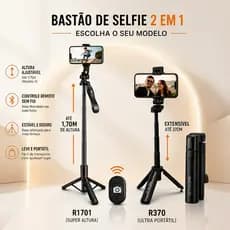 [Copa do Mundo]Suporte para Celular Tripé Bluetooth Controle Remoto 34cm/170cm Dobrável Fotos Vídeos R1701