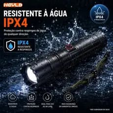 Lanterna Super Potente Recarregável Tática LED Zoom Ajustável USB-C Display Digital HY-813