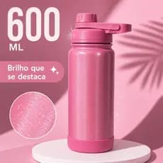 Garrafa Térmica de Água 600ML 304 Inox Com Alça Colorida Pintura Arco-íris Piscante 24h Gelado 12h Quente XR-67