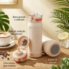 Garrafa Térmica de Água 650ml Inox 316 Quente e Frio Com Alça e Palhinha Trabalho Office Home XR-94