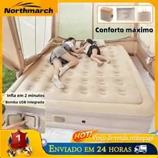 Colchão Inflável Casal Dobrável com Bomba Elétrica, Cama Inflável Portátil para Camping e Casa