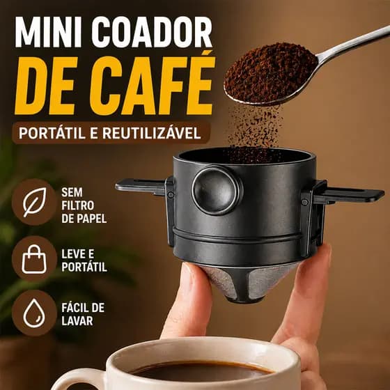 Mini Coador de Café Inox Portátil Reutilizável Sem Papel para Copo Chá Drip Lavável Viagem Casa