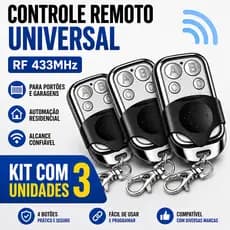 Controle Remoto Universal RF 433MHz 4 Botões para Portões Eletrônicos Garagem Automação Residencial