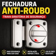 Fechadura de Segurança Liga de Zinco Anti-Roubo para Porta de Aço Inox com Trinco Rotativo Fácil Instalação