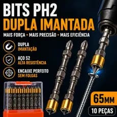 Bits Ponteira Philips PH2 Dupla Imantada Magnética Aço S2 Profissional Para Parafusadeira 65mm