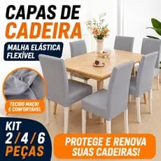 Kit 2/4/6 Capas de Cadeira para Sala de Jantar em Malha Elástica Flexível Protetor Removível Lavável 6 Lugares