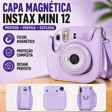 Bolsa Estojo Protetor de Couro para Fujifilm Instax Mini 12 com Alça Ajustável Removível Capa Portátil para Câmera