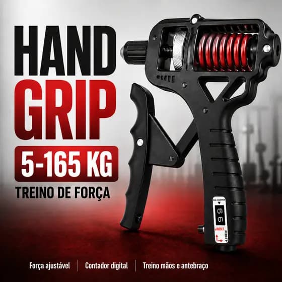 Hand Grip 165Kg Contador digital Musculação Treino de Antebraço Ajuste de Força Academia Resistente