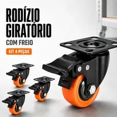 Rodas Giratória Rodizio Grande Com Trava Freio Rodinhas Para Moveis Pesados Kit 4 1.5"
