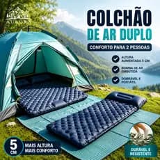 Colchão Inflável Casal para Camping com Travesseiro e Bomba Embutida