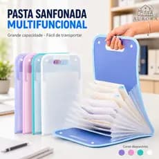 Pasta Sanfonada Para Documento Com 12 Divisórias E Pasta Prancheta Tamanho A4 Escritório Escolar