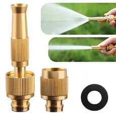 Bico De Mangueira Alta Pressão 3 Em 1 Metal Para 1/2 Mangueiras Comuns + Conector De Rosca Premium