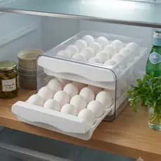 Organizador de Ovos para Geladeira 32 Ovos com Gavetas Deslizantes Porta Ovos Empilhável Transparente