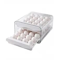 Caixa Organizadora para 32 Ovos com Gaveta Empilhável Porta Ovos Transparente para Geladeira Organizador de Ovos Premium
