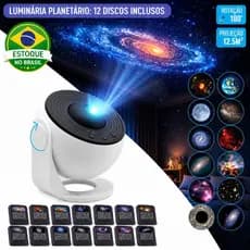Projetor Galaxia Luminaria Led Estrelas Terra Lua Nebulosa 12 em 1 Giratorio 360 Com Timer