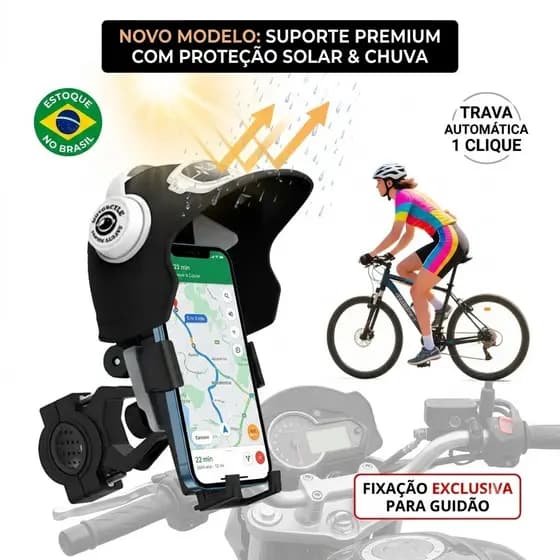 Suporte Celular Moto Bicicleta Com Mini Capacete Guidão Retrovisor Impermeável