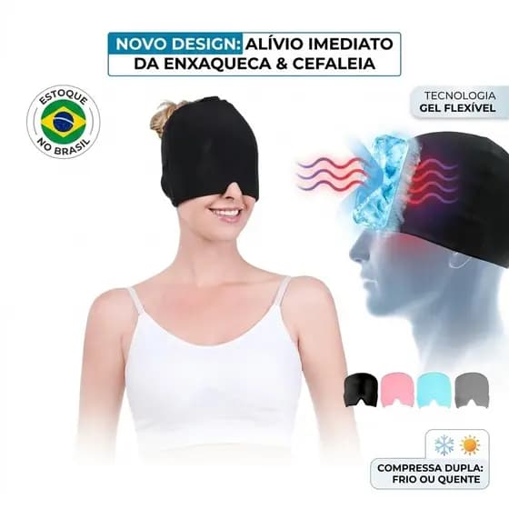 Touca De Enxaqueca Alivio Gel Hood Ice pack Mascara Para Os Olhos Dor De Cabeça Lycra Ajustavel
