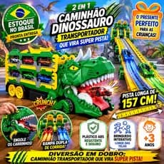 Caminhao Dinossauro Que Engole Carrinhos Brinquedo Menino Pista Lancador Transportador Dino Truck Infantil Grande