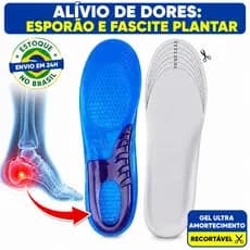 Par Palmilha De Silicone Gel Ortopédica Anti-Impacto Amortecimento Recortável Pés Esporão Fascite Tênis Sapato Unissex