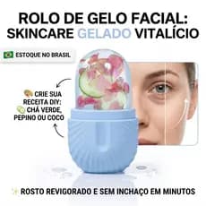 Rolo De Gelo Facial Silicone Massageador Rosto Alivia Inchaço Olheiras Fecha Poros Skincare Reutilizável Gelado DIY