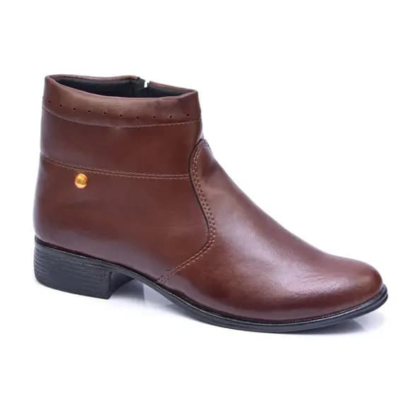 Bota Botinha Feminina Social Cano Curto Marrom Zíper Lateral – Conforto, Estilo e Elegância