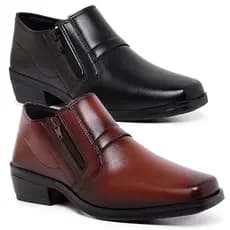 Kit Masculino Premium: Sapato Social com Zíper Lateral + Cinto + Carteira + Relógio Digital - Conforto e Elegância