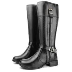Bota Feminina Cano Longo Marrom Preta Elegante Confortável Moda Inverno Montaria