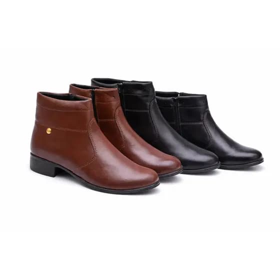 Kit Bota Botinha Feminina Cano Curto com Zíper Preta ou Marrom | Confortável e Elegante Social