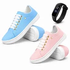 Kit 2 Pares de Tênis Casual Feminino + Relógio Digital | Conforto, Estilo e Leveza