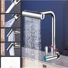 Torneira De Cozinha Cascata 360 Rotação 4 Funções Bocal De Alta Pressão,Torneira Cozinha Parede,Torneira Gourmet Cozinha