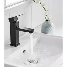 Torneira Banheiro/Lavabo Preta Luxo Metal Moderna 1/2 Cuba Inox Quadrada Torneira Para Pia de Banheiro，Torneira Banheiro