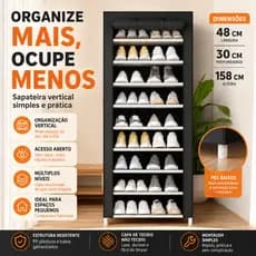 Preto 9 Andares Sapateira Organizador Armário Desmontável Multiuso Durável e Fácil de Montar para Casa e Quarto Sapateir