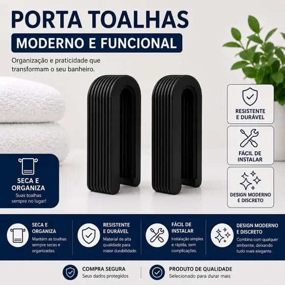 Gancho de Toalha por Gravidade Sem Furo | Cabide Inteligente de Parede para Banheiro/Cozinha