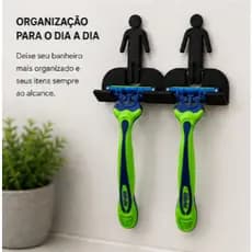Suporte Duplo Lâmina Barbeador Prestobarba Banheiro Parede Fita 3M Sem Furos Casal Feminino Masculino