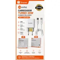 BASIKE Carregador rápido 20W PD Tipo-C Turbo Charge Sobrecarga USB-C Com cabo iPhone/Xiaomi/Samsung/Lenovo/Motorola