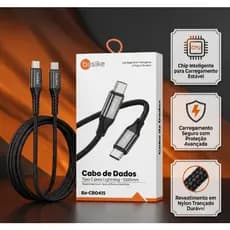 Cabo USB-C 65W Basike Turbo 1M Nylon Reforçado Compatível iPhone 15/16 Rápido