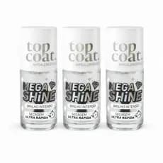 Kit 3 Top Coat Mega Shine 8,5ml Blant – Brilho Intenso e Secagem Rápida