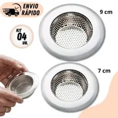 Kit 4 ou 2 Ralos de Inox Premium Reforçado 7 cm  9 cm para Pia Cozinha Cuba Banheiro Ralinho Japones