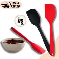 KIT 6,4 OU 2 ESPÁTULAS DE SILICONE PÃO DURO ANTIADERENTE RESISTENTE AO CALOR PROFISSIONAL PARA BOLO CULINÁRIA