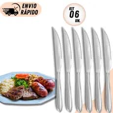 Jogo De Faca kit 6  Aço Inox Para Mesa De Churrasco  Restaurante Buffet Premium Conjunto Continental