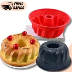FORMA DE BOLO GRANDE COM FURO DE SILICONE REDONDA ANTIADERENTE FLEXÍVEL RESISTENTE AO CALOR BOLO PUDIM AIRFRYER FORNO