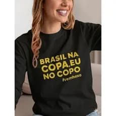 Camiseta Camisa Feminina Copa Brasil Eu No Copo, Casual Estiloso