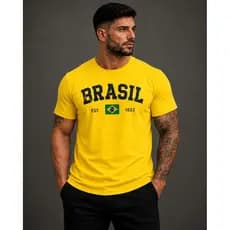 Camiseta Brasil Masculina 100% Algodão Premium - Camisa Seleção Brasileira Copa 2026