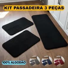 Jogo Tapete Passadeira Para Cozinha Algodão Antiderrapante Felpudo