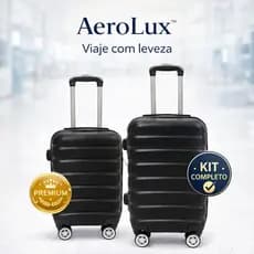 Kit Mala de Bordo Viagem AeroLux 18 e 20 Pol Leve Premium Rodas 360°