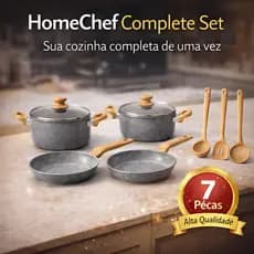 Kit Panelas HomeChef Complete Set 7 Peças Antiaderente Cozinha Completa Premium